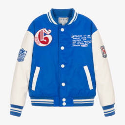 Guess-Boys Blue Tiger Varsity Jacket | Childrensalon Outlet