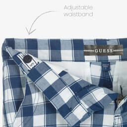 Guess-Boys Blue & White Check Cotton Shorts | Childrensalon Outlet