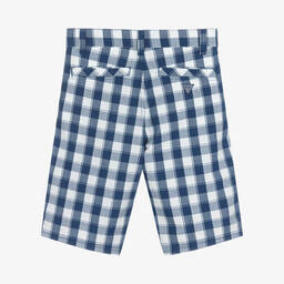 Guess-Boys Blue & White Check Cotton Shorts | Childrensalon Outlet
