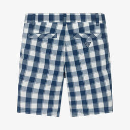 Guess-Boys Blue & White Check Shorts | Childrensalon Outlet