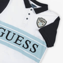 Guess-Рубашка поло синий и белый в стиле колледж для мальчиков | Childrensalon Outlet