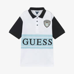 Guess-Рубашка поло синий и белый в стиле колледж для мальчиков | Childrensalon Outlet