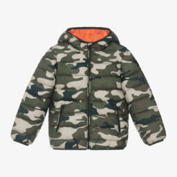 Guess-Boys Camouflage Puffer Jacket Green | Childrensalon Outlet