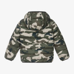Guess-Boys Camouflage Puffer Jacket Green | Childrensalon Outlet