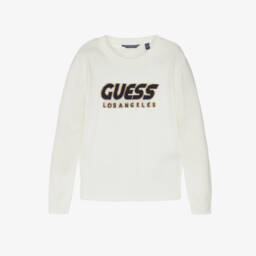 Guess-Boys Cream Knit Crewneck Pullover | Childrensalon Outlet