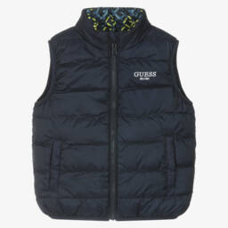 Guess-Boys Dual-Design Satin Blue Vest | Childrensalon Outlet