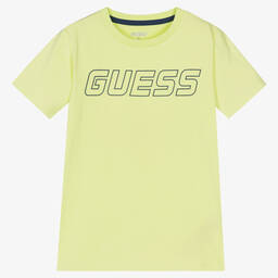 Guess-Boys Green Cotton Logo T-Shirt | Childrensalon Outlet