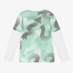 Guess-Boys Green Cotton Long Sleeved Top | Childrensalon Outlet