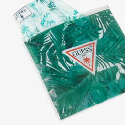 Guess-Плавки-шорты зелёные с тропическим принтом и логотипом для мальчиков | Childrensalon Outlet