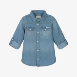 Guess-قميص بوبلين قطني أزرق داكن للأولاد | Childrensalon Outlet