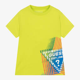 Guess-Boys Lime Green Cotton T-Shirt | Childrensalon Outlet