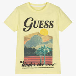Guess-Boys Lime Green Graphic Logo T-Shirt | Childrensalon Outlet