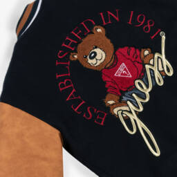 Guess-Boys Navy Bear Varsity Jacket | Childrensalon Outlet