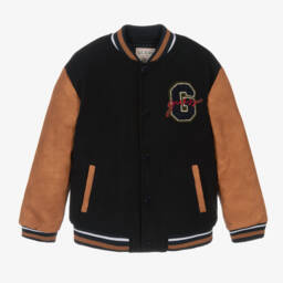 Guess-Boys Navy Bear Varsity Jacket | Childrensalon Outlet