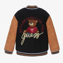 Guess-Boys Navy Bear Varsity Jacket | Childrensalon Outlet