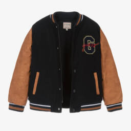 Guess-Boys Navy Bear Varsity Jacket | Childrensalon Outlet