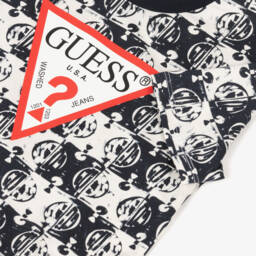 Guess-Boys Navy Cotton Logo Tee | Childrensalon Outlet