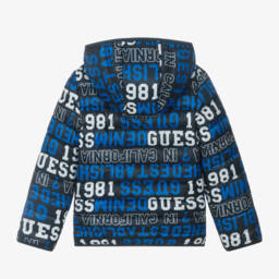 Guess-Boys Navy Hooded Puffer Coat | Childrensalon Outlet