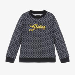 Guess-Boys Navy Logo Cotton Jumper | Childrensalon Outlet