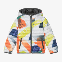 Guess-Boys Orange & Green Puffer Jacket | Childrensalon Outlet