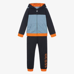 Guess-Boys Pale & Navy Blue Logo Tracksuit | Childrensalon Outlet