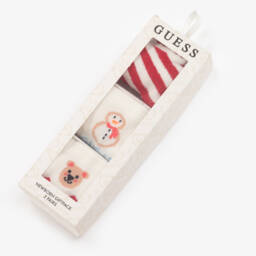 جيس-جوارب بيبي قطن لون عاجي وأحمر (عدد 3) | Childrensalon Outlet