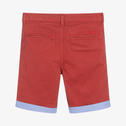 Guess-Boys Red Cotton Chino Shorts | Childrensalon Outlet
