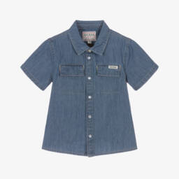 Guess-Boys Soft Blue Denim Shirt | Childrensalon Outlet