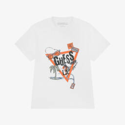 Guess-تي شيرت صيفي أبيض قطني للأولاد | Childrensalon Outlet