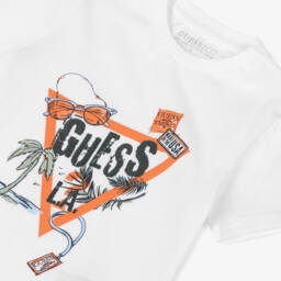 Guess-تي شيرت صيفي أبيض قطني للأولاد | Childrensalon Outlet