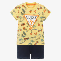 Guess-Boys Tropical Yellow Denim Set | Childrensalon Outlet
