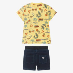 Guess-Boys Tropical Yellow Denim Set | Childrensalon Outlet