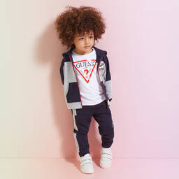 Guess-Boys White Cotton Logo Top | Childrensalon Outlet