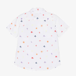 Guess-قميص قطن مطرز لون أبيض للأولاد | Childrensalon Outlet