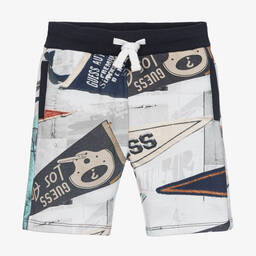 Guess-Boys White Flag Print Shorts | Childrensalon Outlet