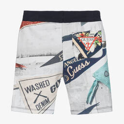 Guess-Boys White Flag Print Shorts | Childrensalon Outlet