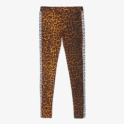 Guess-Brown Leopard Logo Leggings | Childrensalon Outlet