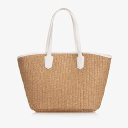 Guess-Girls Beige Raffia Tote Bag (40cm) | Childrensalon Outlet