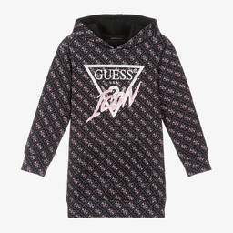 Guess-Girls Black Hooded Jersey Dress | Childrensalon Outlet