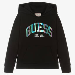 Guess-Girls Black Metallic Logo Hoodie | Childrensalon Outlet