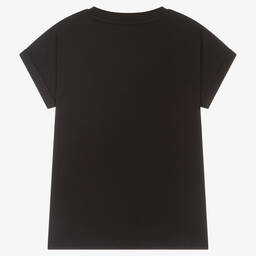 Guess-Girls Black Metallic Logo T-Shirt | Childrensalon Outlet