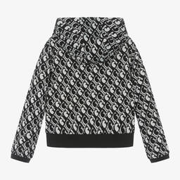 Guess-Girls Black Monogram Knitted Hoodie | Childrensalon Outlet