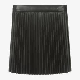 Guess-Girls Black Pleated Faux Leather Skirt | Childrensalon Outlet