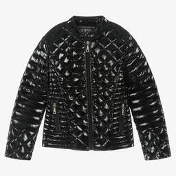 Guess-Girls Black Quilted Jacket | Childrensalon Outlet