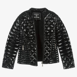 Guess-Girls Black Quilted Jacket | Childrensalon Outlet