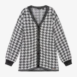 Guess-Girls Black Sparkly Houndstooth Cardigan | Childrensalon Outlet