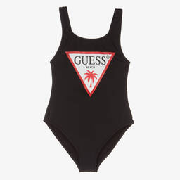 Guess-Girls Black Triangle Logo Swimsuit | Childrensalon Outlet