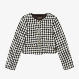 Guess-Girls Black & White Tweed Jacket | Childrensalon Outlet