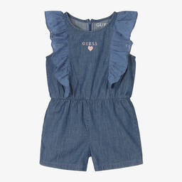 Guess-Girls Blue Chambray Playsuit | Childrensalon Outlet