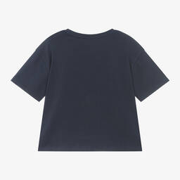 Guess-Girls Blue Cotton Diamanté T-Shirt | Childrensalon Outlet